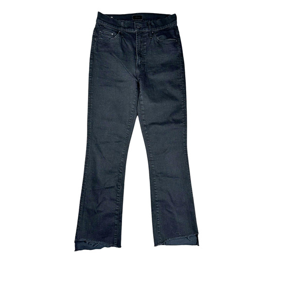 Mother Size 26 The Insider Crop Step Fray Jeans Not Guilty Black Stretch - Picture 1 of 11